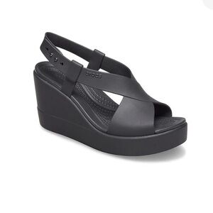 CROCS Black Wedge Sandals